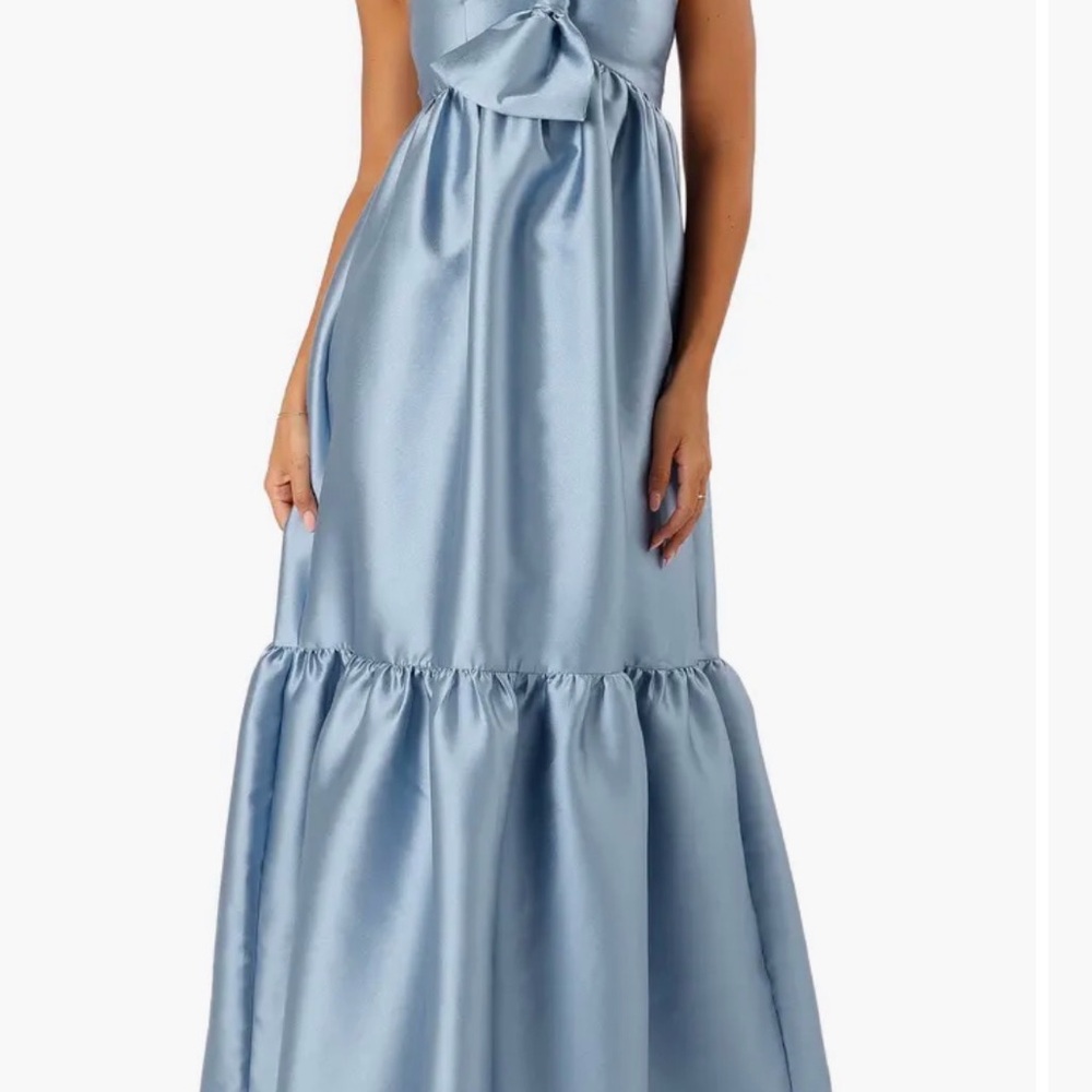 Petal & Pup Satin Maxi Dress in Light Blue